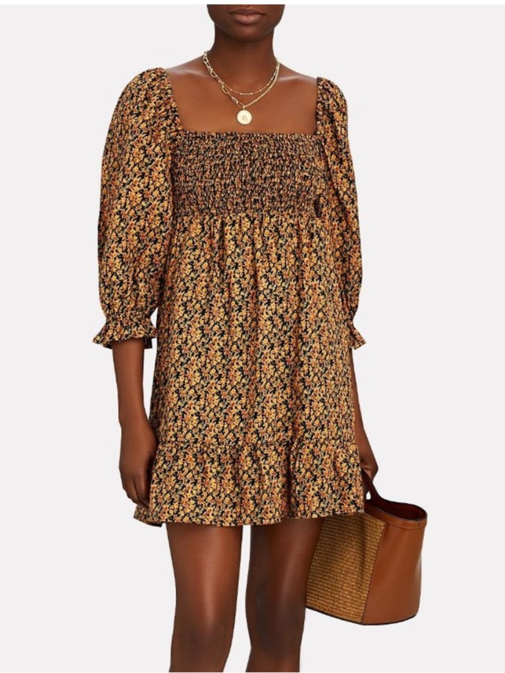 FAITHFULL THE BRAND Elira Smocked Floral linen Mini Dress 4